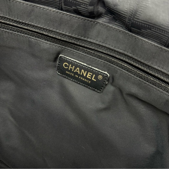 Chanel CC Black Travel Line Nylon Leather Handle Tote Bag - Picture 11 of 17
